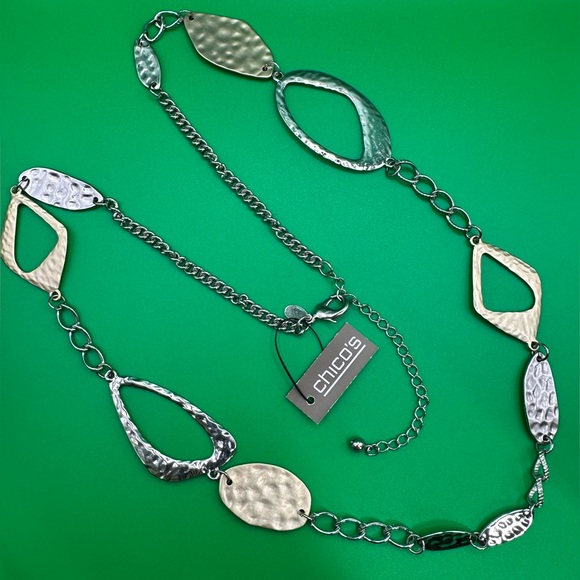 NWT Chico’s Mixed Metal Bib Necklace - Picture 3 of 7